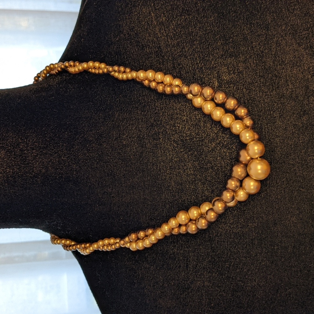 Shades of brown faux pearl wrapped necklace